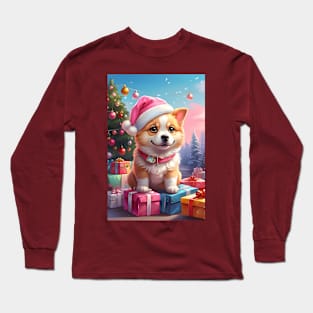 Cute Dog with a Red Bow Long Sleeve T-Shirt